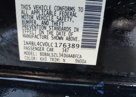 2020 Nissan Altima Sr из США, поврежденный, VIN 1N4BL4CV0LC176389